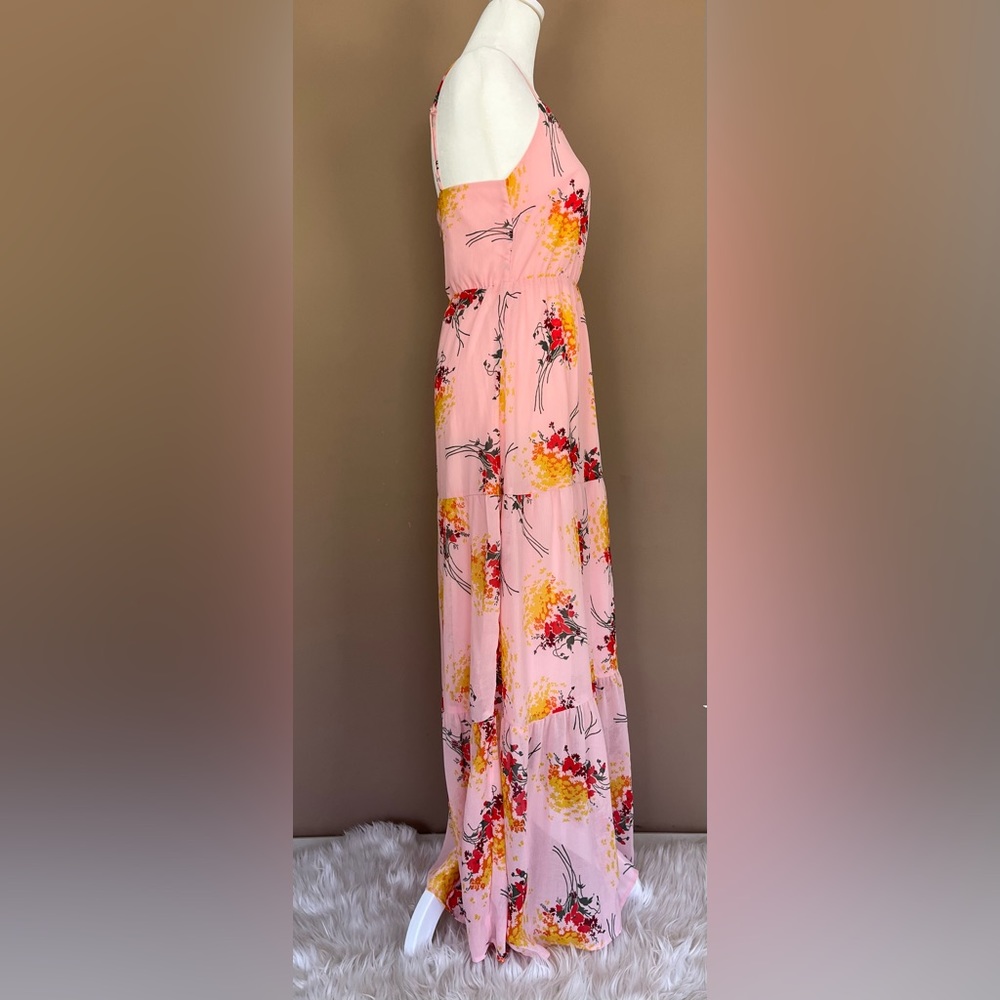 {J. Crew} Sunburst Floral Tiered Sleeveless Maxi Dress in Pink - Women's 0 - Picture 9 of 11